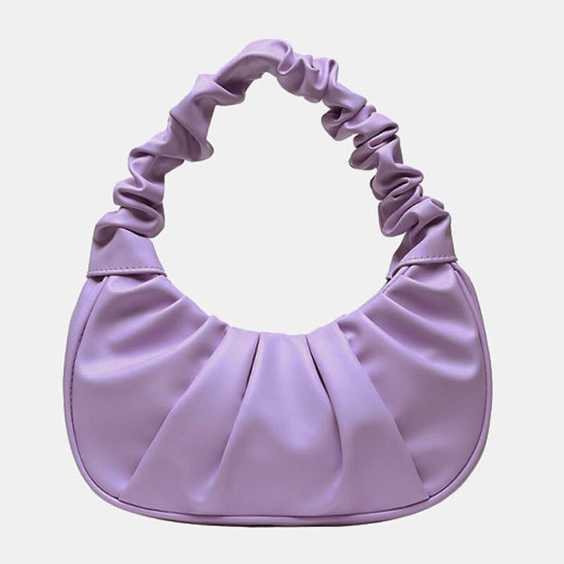 

Women PU Leather Solid Color Fold Fashion Underarm Bag Shoulder Bag Handbag