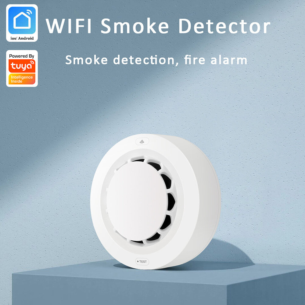 Wale Tuya WiFi Smoke Sensor Wireless Fire Smoke Alarm App Smart Remote Control 80dB Alarm Sound Works With Smart Life