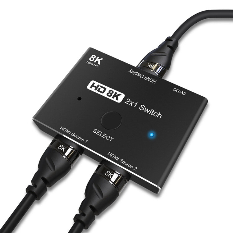 CABLEDECONN HDMI 2.1 Ultra HD High Speed 48Gbps Directional Switch 2 in 1 out 8K@60Hz 4K@120Hz Splitter Converter Adapte