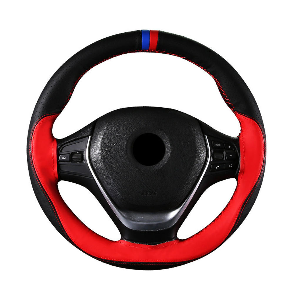 Anti Slip Fiber Leather Diy 38cm Car Steering Wheel Cover