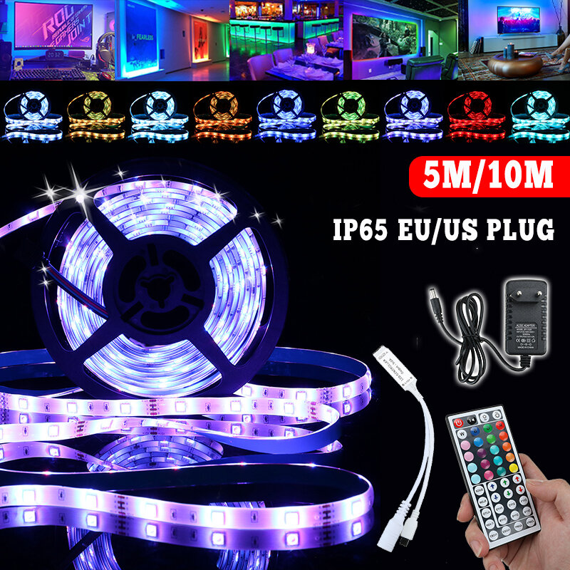 5M/10M Waterproof String Light 5V USB Tape Strip Lamp RGB 20 Colors + IR Remote