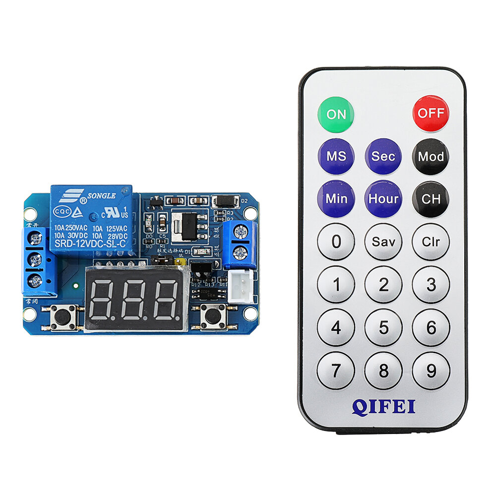 

1pcs 12V DC Infrared Remote Control Full-function Delay Cycle Timing Relay Module with LED Digital Display with Remote C