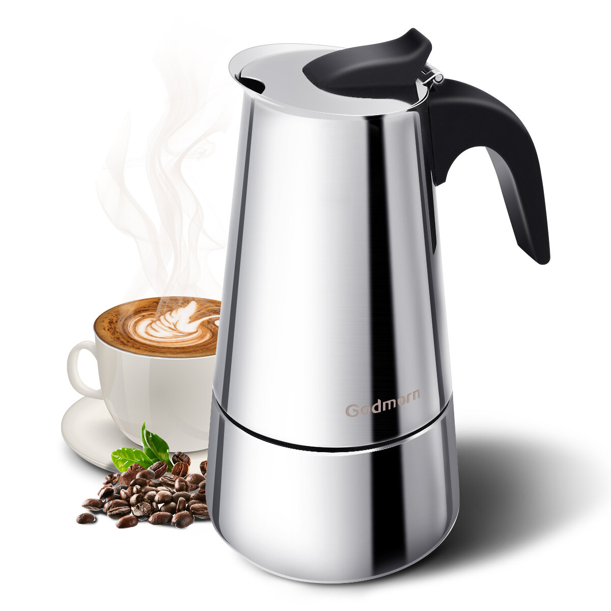 Godmorn Stovetop Espresso Maker Moka Pot Percolator Italian Coffee Maker 300ml/10oz/6 Cup Classic Ca