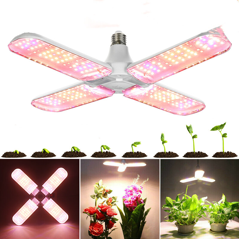 E27 2/3/4 Bladen Full Spectrum LED Grow Light Bulb Opvouwbare Hydrocultuur Kamerplanten Groeiende La