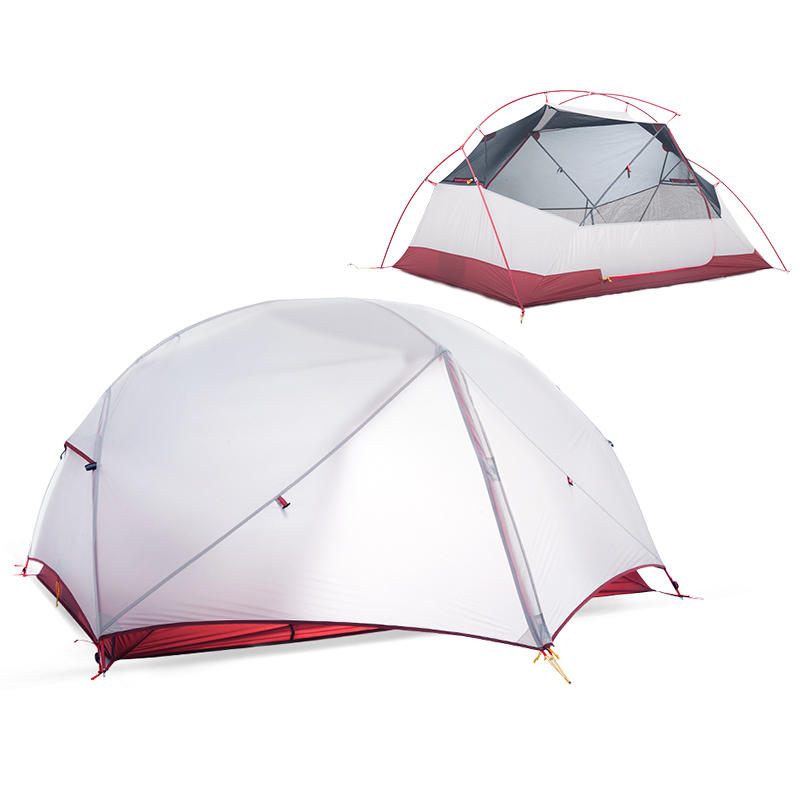屋外用1-2人用テント、防水性のあるナイロン製のダブルレイヤー、キャンプやハイキング用の日除け付き