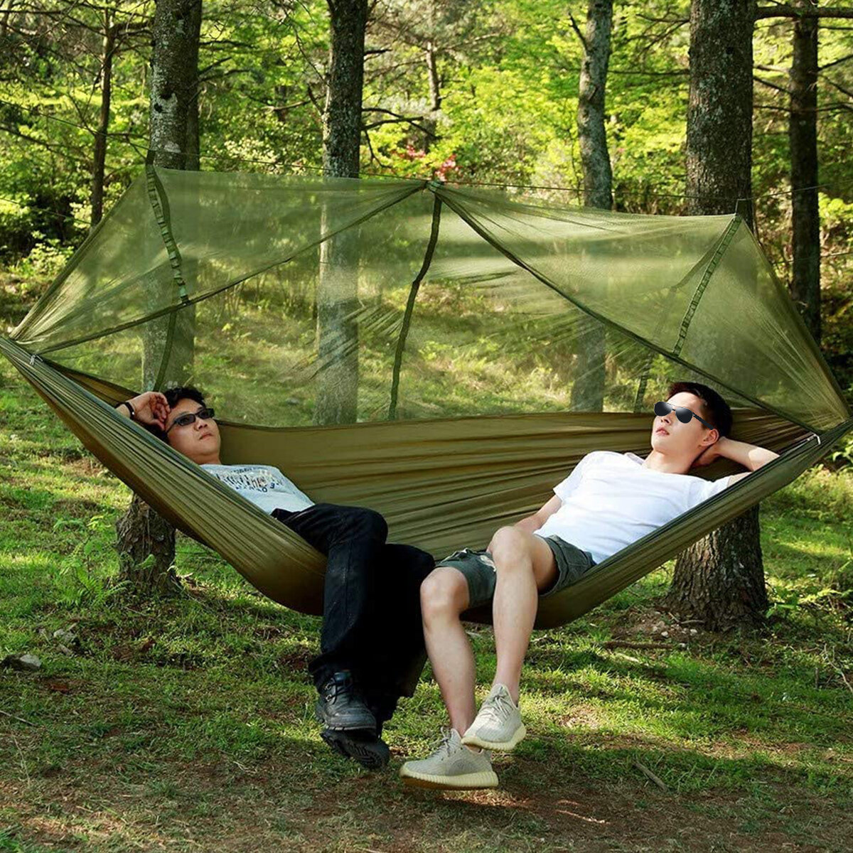 Camping Hangmat Met Klamboe Dubbele Persoon Tent Opknoping Slaapbed Lichtgewicht voor Backpacken RV Outdoor