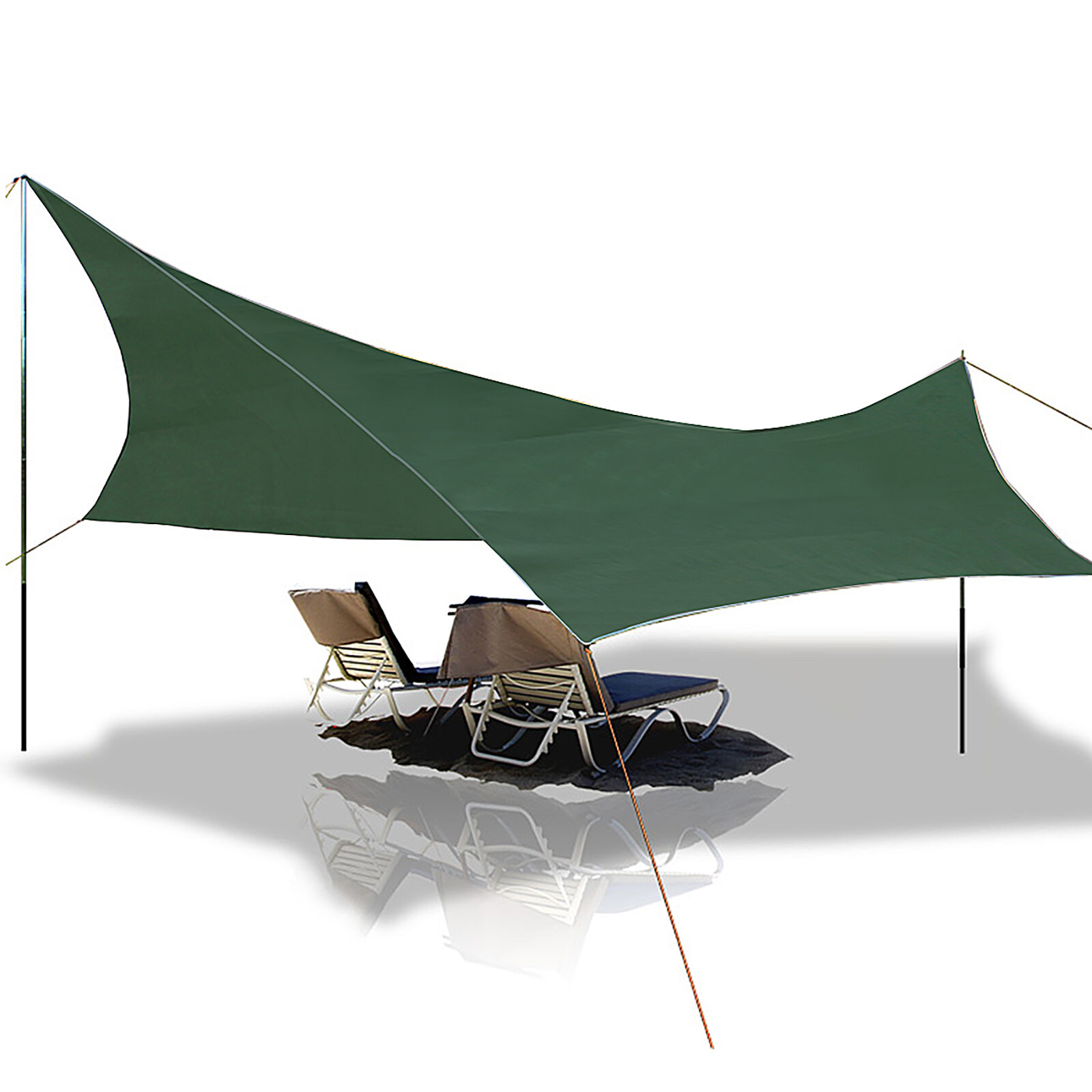 Gracosy 240*220 cm campingzeil gemaakt van 420D Oxford doek zonnescherm UV bescherming lichtgewicht schuilplaatsen met 6 aluminium grondnoppen en 6 stukken van 3 m gesptouw