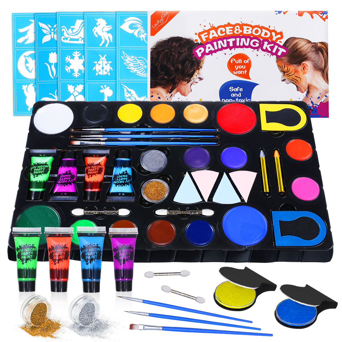 UV Glow Blacklight Face and Body Paint Kit Color Paint Tools