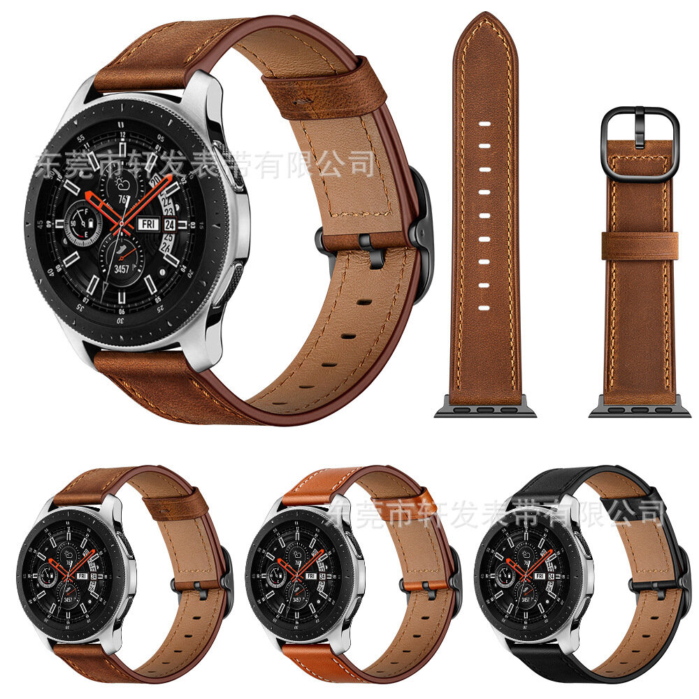 Bakeey 22 mm eerste laag lederen vervangende riem slimme horlogeband voor Samsung Galaxy Watch 46 MM