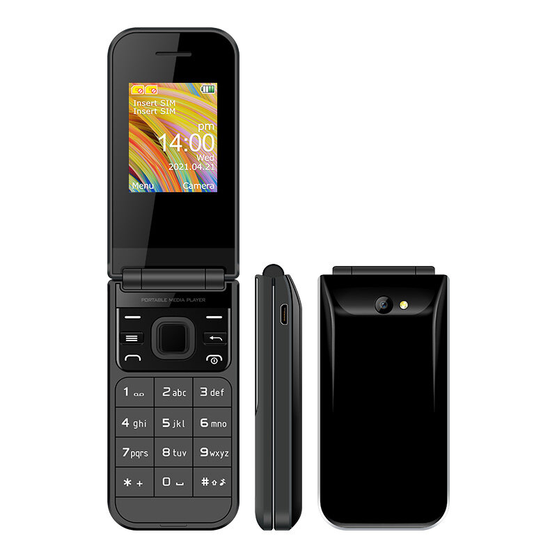 

UNIWA F2720 Flip Phone 1.77 inch with LED Window FM Radio Vibration Dual SIM Card Dual Standby Feature Phones