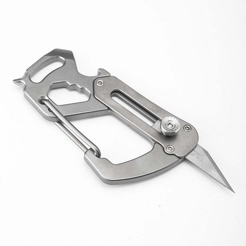 6 In 1 Titaniumlegering EDC Outdoor Survival Blade Climbing Keychain Schroevendraaier Opener Papiersnijder