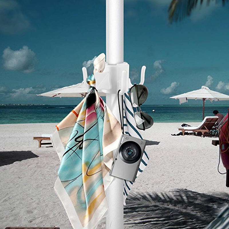 Beach Umbrella Hanging Hook 4-prongs Plastic Umbrellas Hook for Towels Hats Bags
