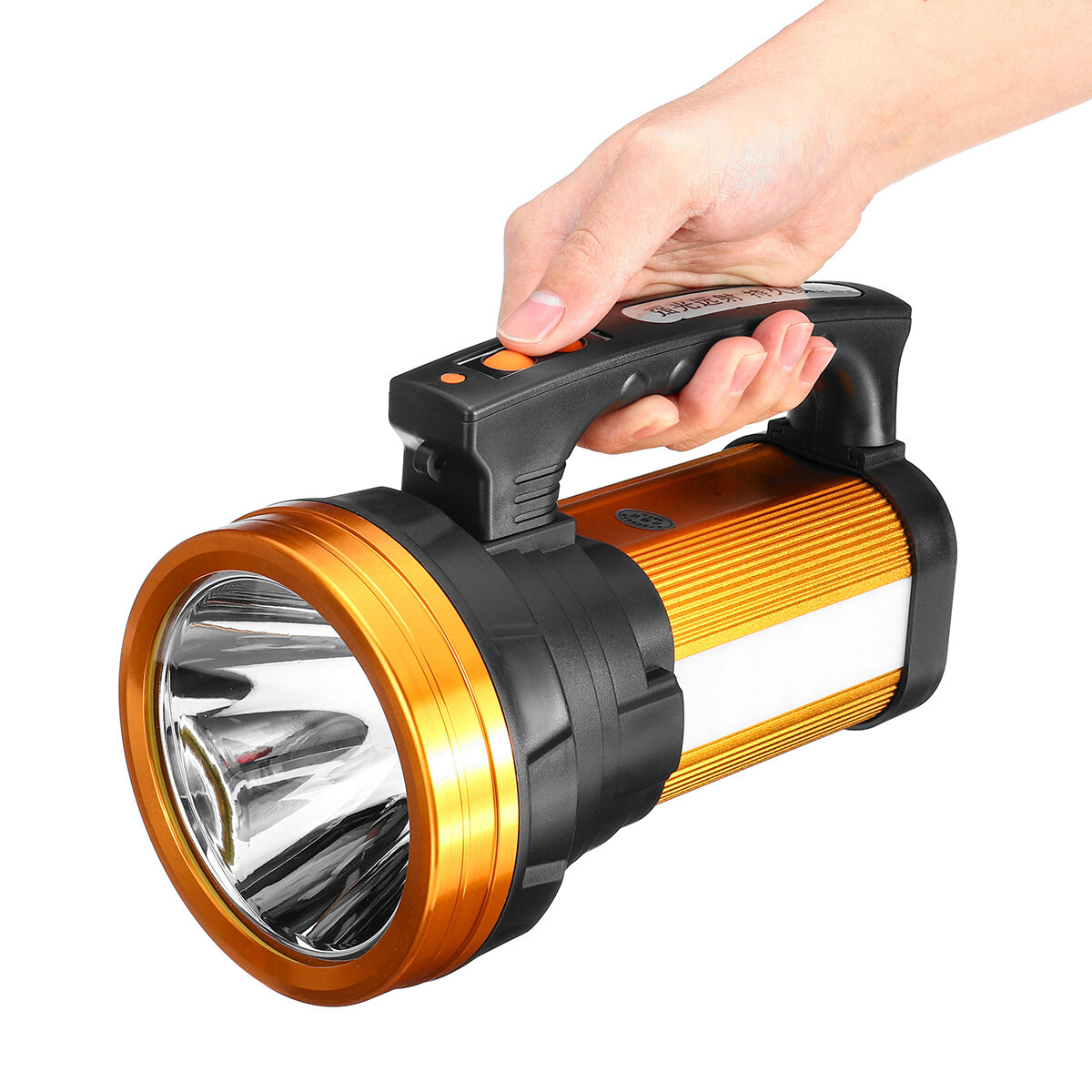 Wodoodporna latarka robocza LED o mocy 500 W, jasności 3000 lm, z zasięgiem 1000 m i portem USB do ładowania jest idealnym wyborem na kemping i sytuacje awaryjne.
