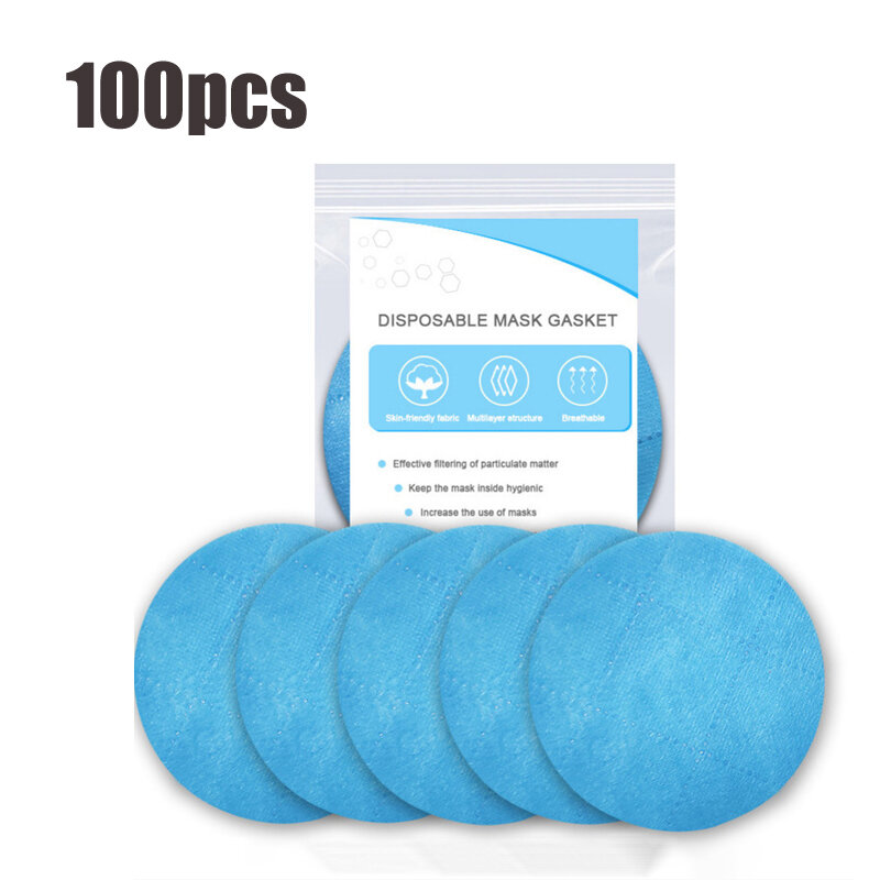 100Pcs 3-Layer Disposable Face Masks Gasket Non-woven Replacement Filtering Pad Breathable Comfortable Cotton Mat