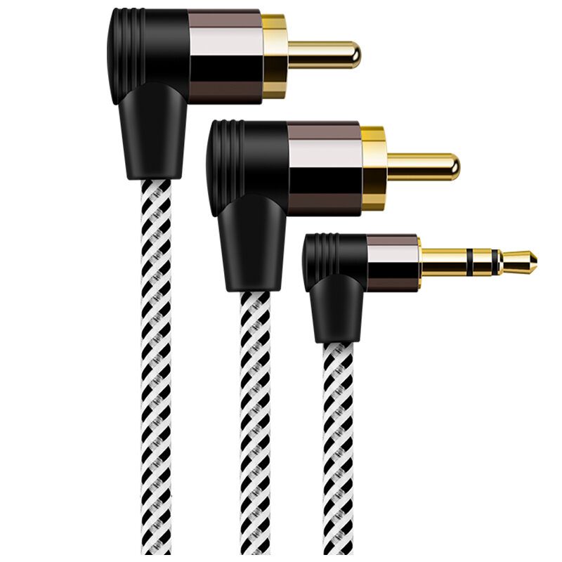 Bakeey 90 graden 3,5 mm naar RCA Stereo Audio Splitter Cbale 2RCA Male naar 3,5 mm Male AUX-kabel vo