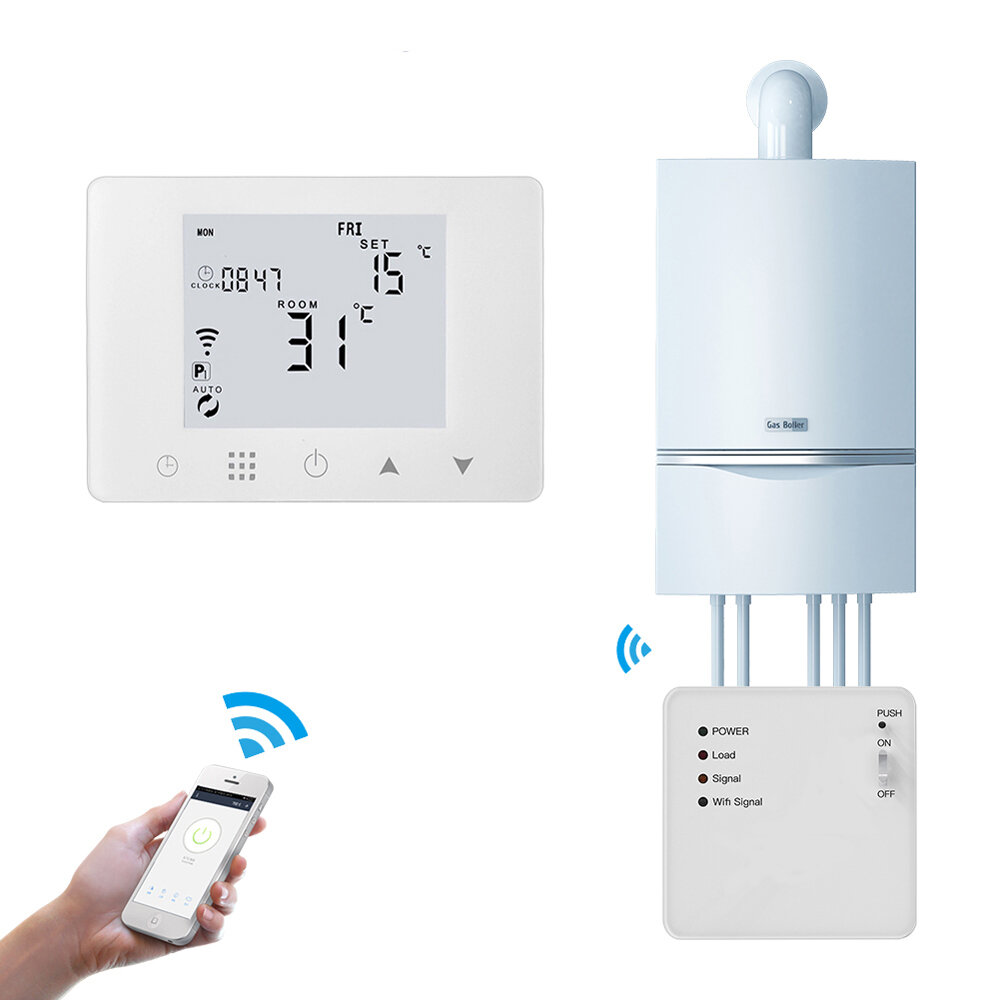 MoesHouse WiFi Smart LCD 5A Wall-Hung Gas Boiler Water Termostat z EU za $29.99 / ~125zł