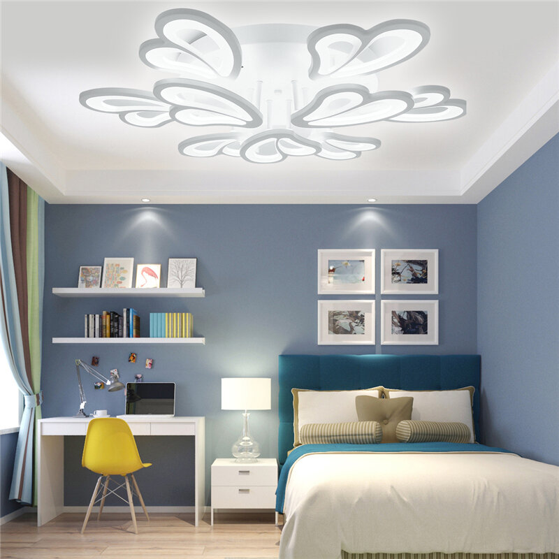 AC 110-220V 9 hoofden moderne plafondlamp + afstandsbediening woonkamer slaapkamer studielicht