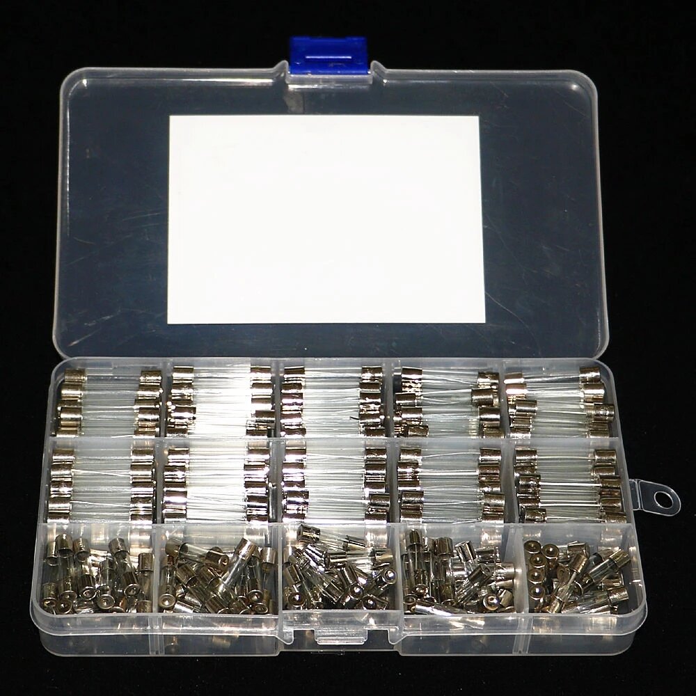

250Pcs 5x20mm 6x30mm 1-20A 250V Fuse Assorted Kit Quick Blow Glass Tube Fast-blow Glass Fuses Kit with Box
