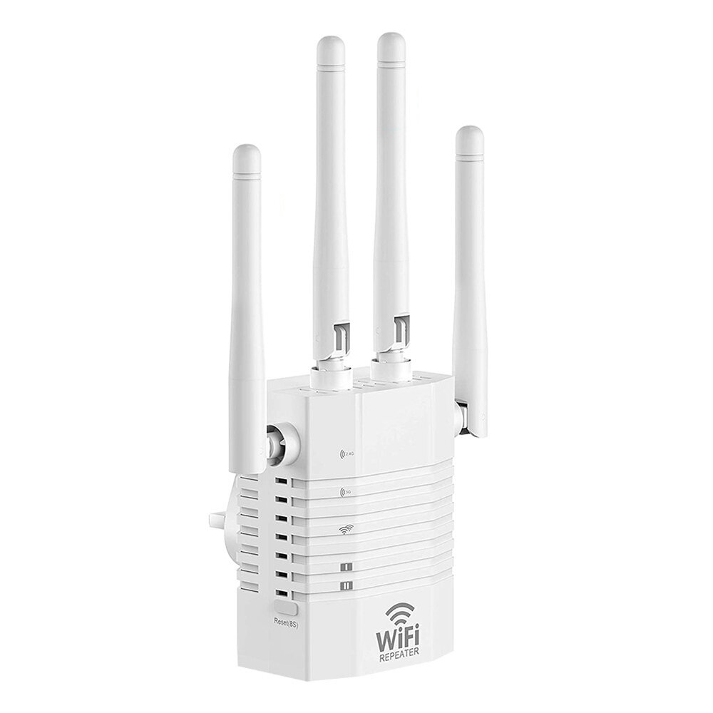 

1200Mbps WiFi Signal Extender Dual Band Wireless Repeater 2.4/5.8GHz WiFi Booster with 2 * Ethernet Port