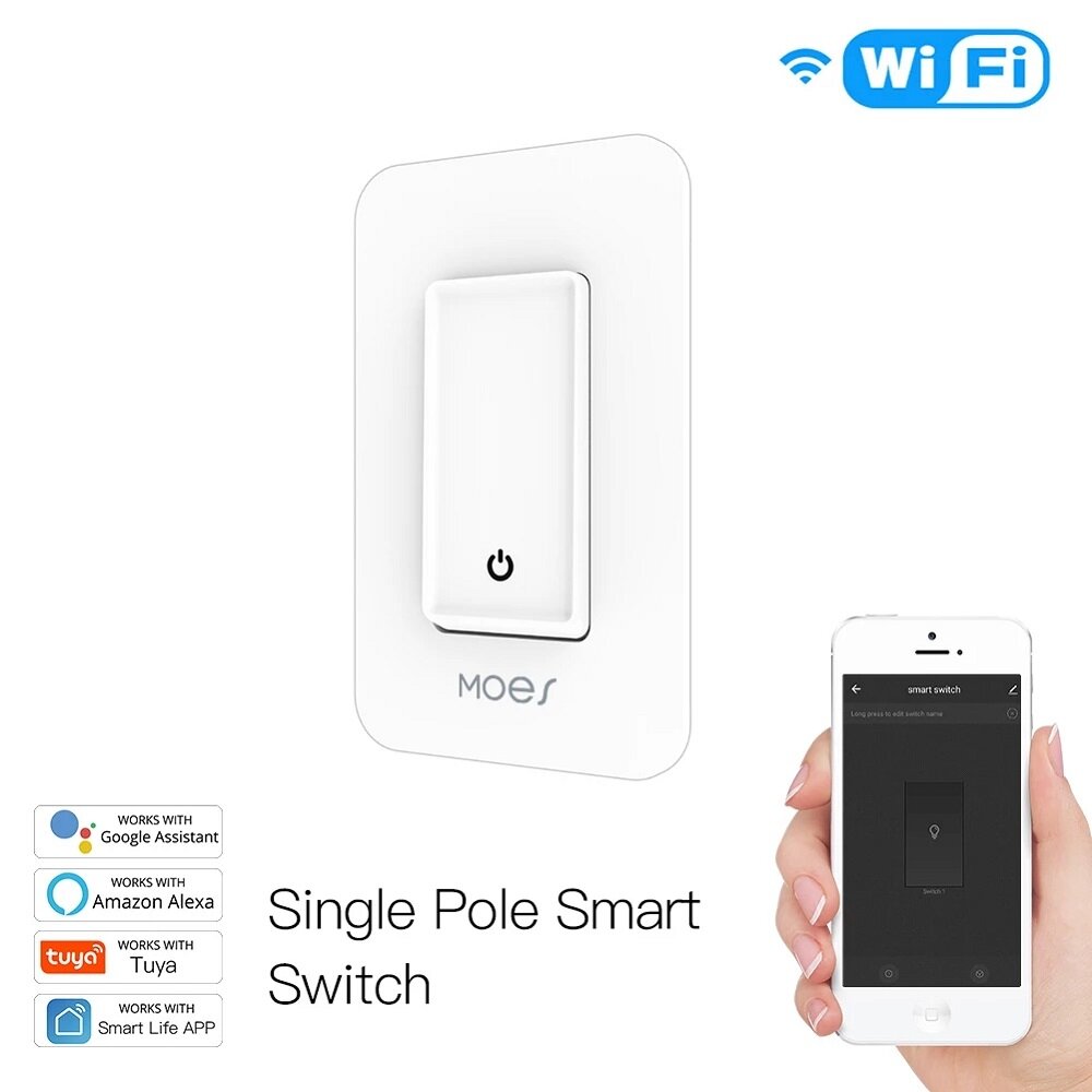 

MoesHouse WiFi Smart Light Switch Control by Smart Life/Tuya APP Works with Alexa Google Home for Voice Control