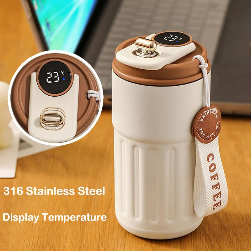 

Stainless Steel 316 Smart Thermal Cup with Intelligent Temperature Display 450ml Capacity Perfect Office Coffee Mug Port
