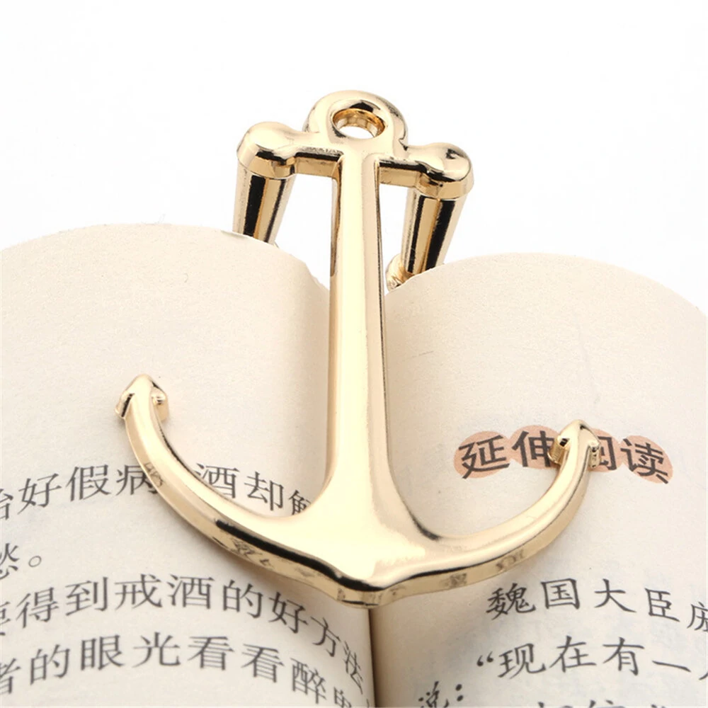 Anchor bookmarks creative 3d foldable metal page holder for students stationery gifts school office supplies