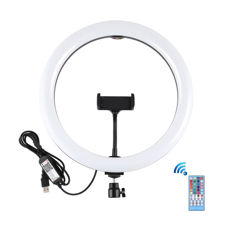 

PULUZ PU458B 11.8 inch 30cm RGBW Dimmable LED Ring Light for Video Live Broadcast Selfie Photography with Remote Control