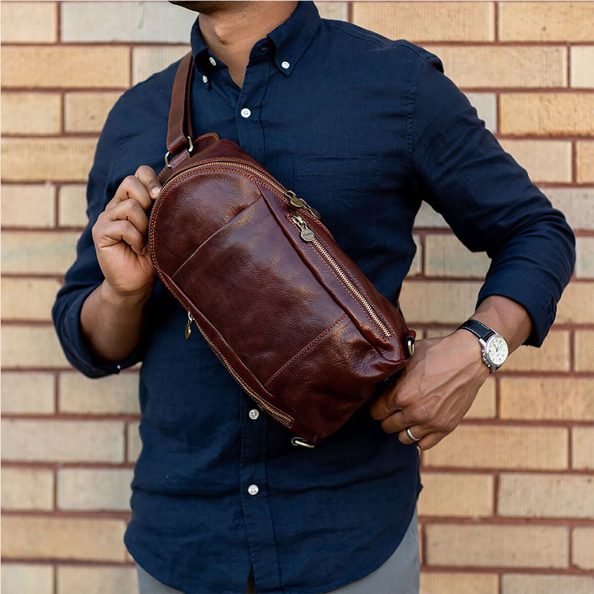 

Men PU Leather Anti-Theft Vintage Casual Shoulder Bag Crossbody Bag Chest Bag Sling Bag Hippie Bag