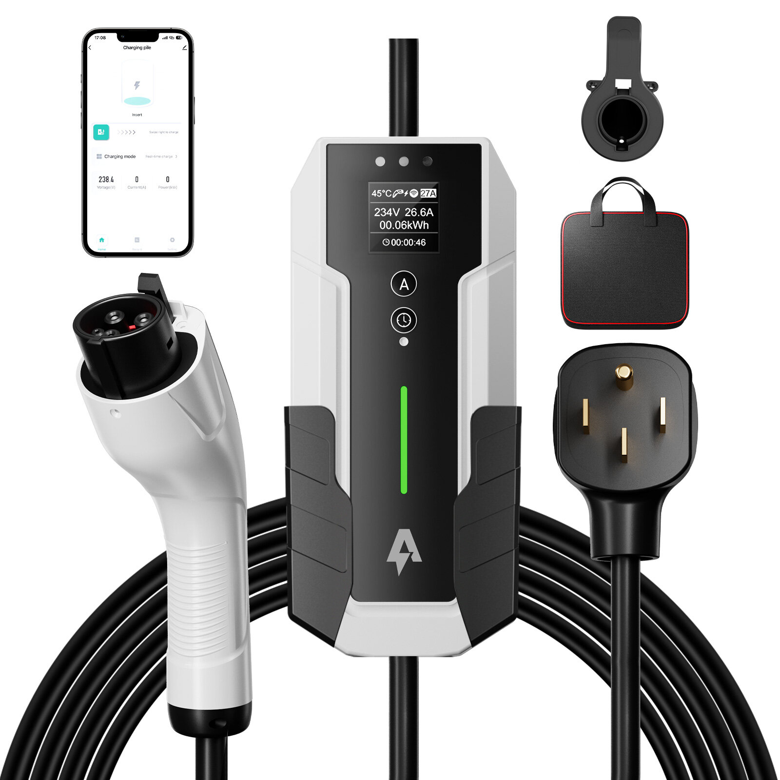 

Andeman Level 2 Portable EV Charger 8X Faster Changering 7.6kW 32Amp 240V NEMA 14-50 Plug Electric Vehicle Charger with