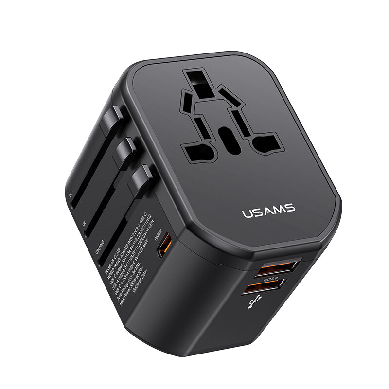

USAMS US-CC179 T59 20 Вт 3-портовое зарядное устройство USB PD USB-C PD + Dual USB-A QC Адаптер для быстрой зарядки наст