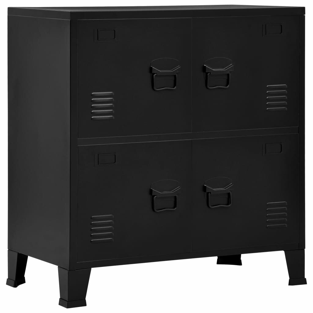 Filing cabinet with 4 doors industrial 75x40x80 cm steel black