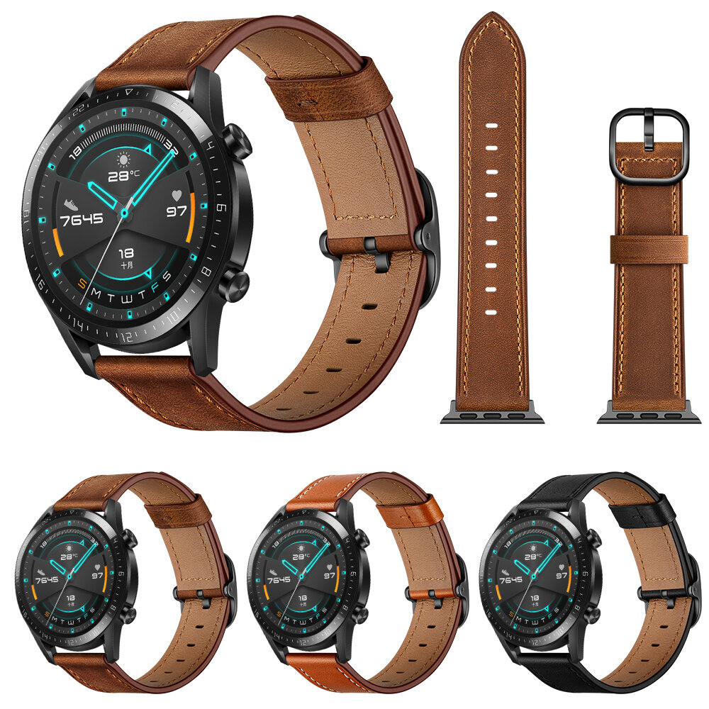 Bakeey 22mm First Layer Genuine Leather Replacement Strap Smart Watch Band for Huawei Watch GT1/2/2e 46MM