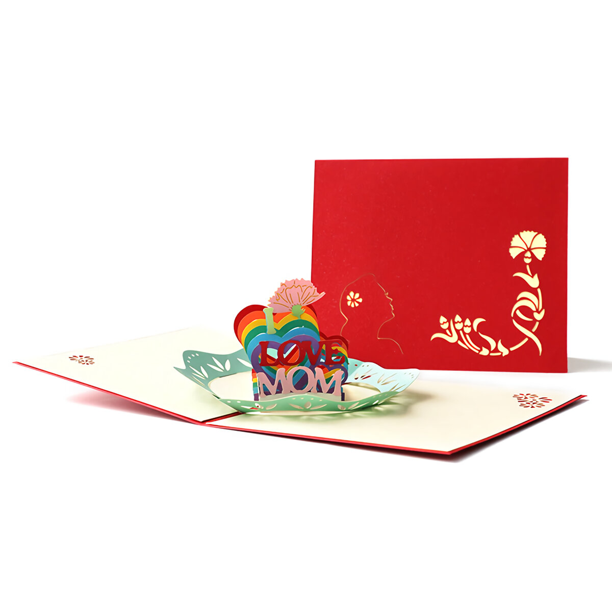 

GFM2050R 3D открытки ко Дню матери я люблю маму Цветок в форме сердца Бумага ручной работы Юбилейная открытка на день ро