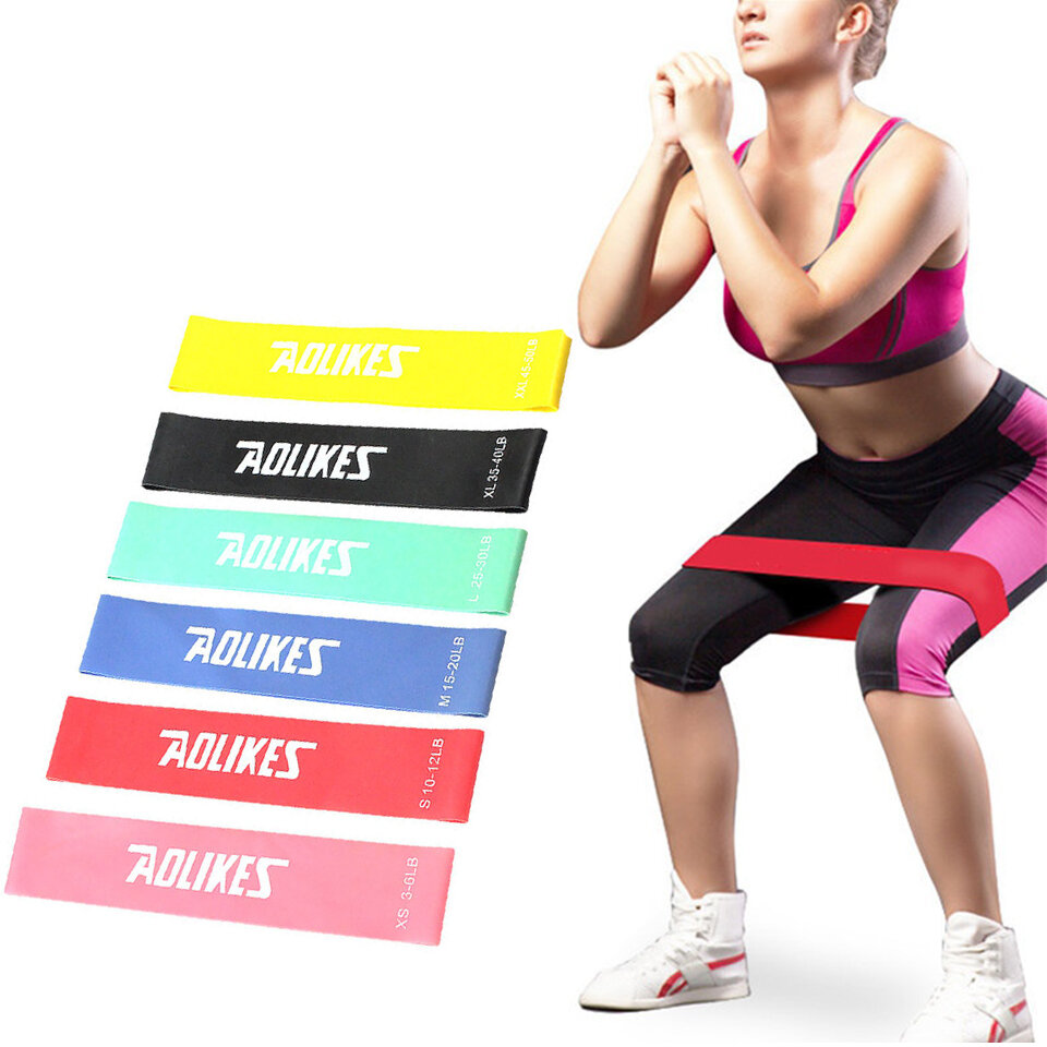 AOLIKES 6Pcs/Set Resistance Bands Fitness Equipment Yoga Band Gym Strength Training Rubber Loops