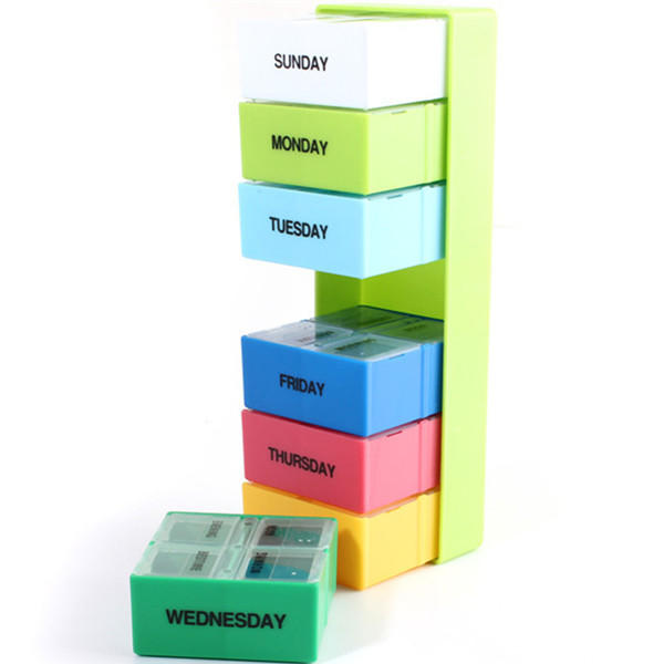 

Weekly Medicine Boxes Pill Holder Storage Organizer Container Case Colorful 7 Days