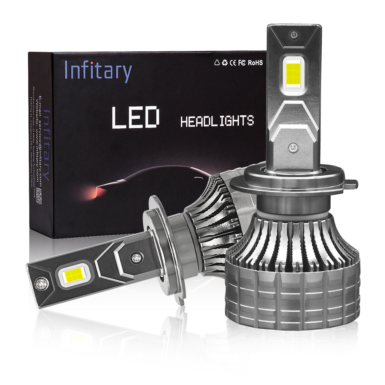 

Infitary A11 2PCS 120W Car LED Headlights Bulbs H7 9005 9006 H1 H11 H4 IP68 Waterproof Lamp 13000LM 6000K