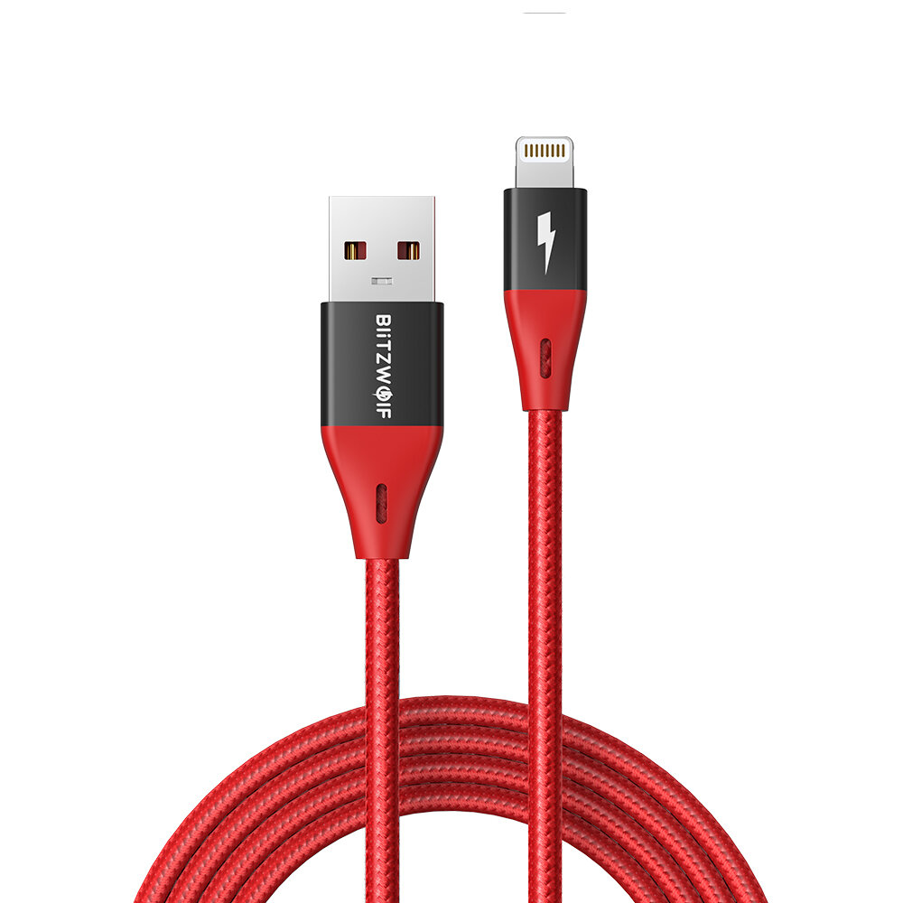 BlitzWolf BW-MF10 Pro 2.4A Lightning to USB Cable With MFi Certified 1.8m/6ft For iPhone Charger Cable Data Transfer Cord For iPhone 13 13 Mini 13 Pro Max 12 12 Pro 12 Pro Max SE 2020 For iPad Air