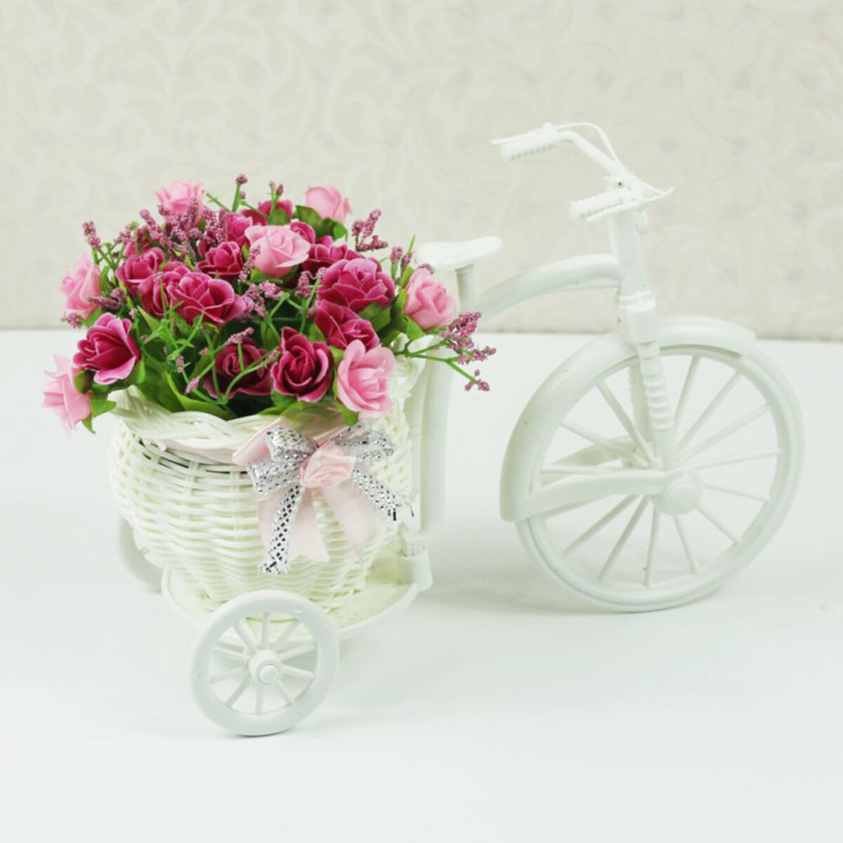 Mini draagbare handwerk mand fiets driewieler mand bruiloft voorstel decoratieve opslag mand bloemst