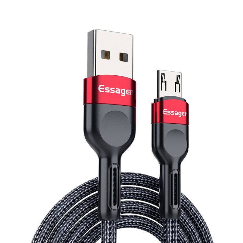 Essgaer 1m / 2m 2,4A micro-USB-snellaadgegevenskabel voor Samsung Huawei OPPO VIVO