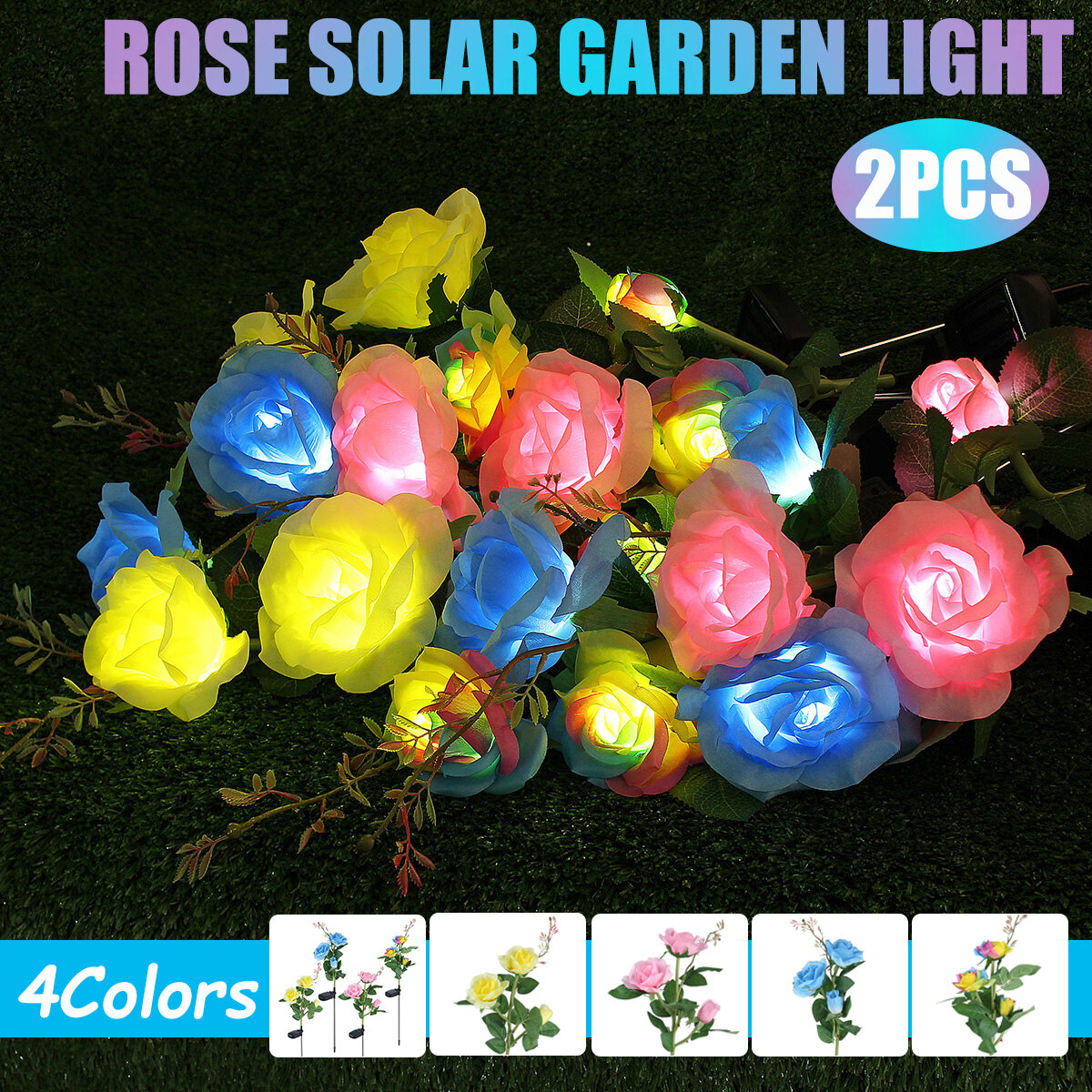 1 قطعة / 2 قطعة LED الحديقة الشمسية ضوء محاكاة مصباح على شكل زهرة تلون الكرة زهرة في الهواء الطلق ساحة ضوءing