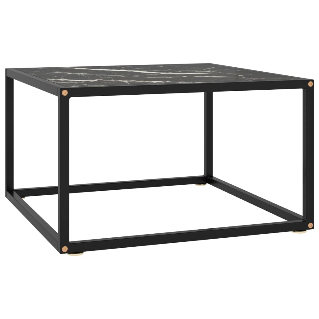 Tea Table Black with Black Marble Glass 23.6