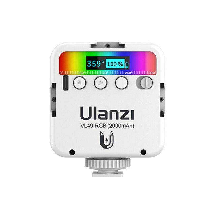 Ulanzi VL49 RGB Full Color LED Video Light 2500K-9000K with Magnetic Mini Fill Lamp Extend 3 Cold Sh