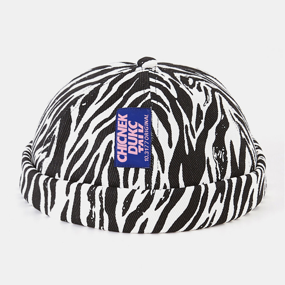 

Collrown Men Cotton Zebra Шаблон Letter Label Повседневная кепка арендодателя без полей шапка Череп Кепка