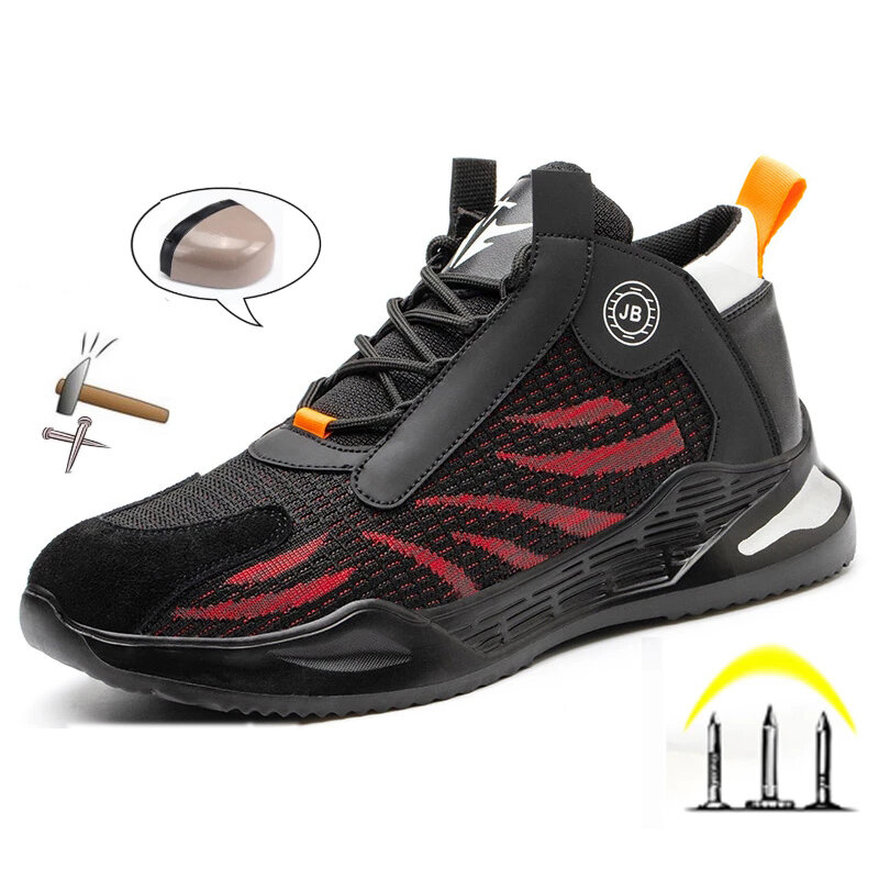 TENGOO chaussures de sécurité hommes chaussures de travail à bout en acier bottes de sécurité indestructibles baskets de travail respirantes anti-crevaison