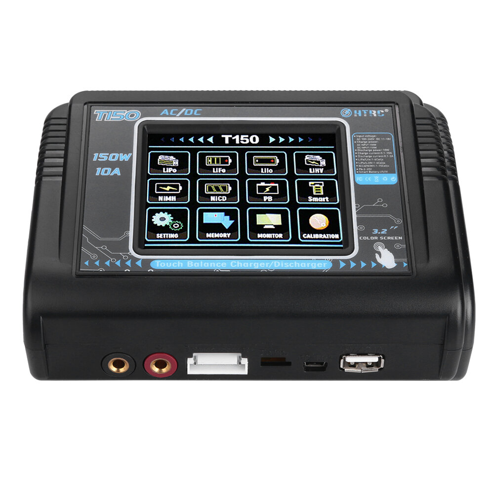HTRC T150 AC / DC 150W 10A Touch Balance Smart Charger Ontlader voor LiPo LiHV LiFe Lilon NiCd NiMh 