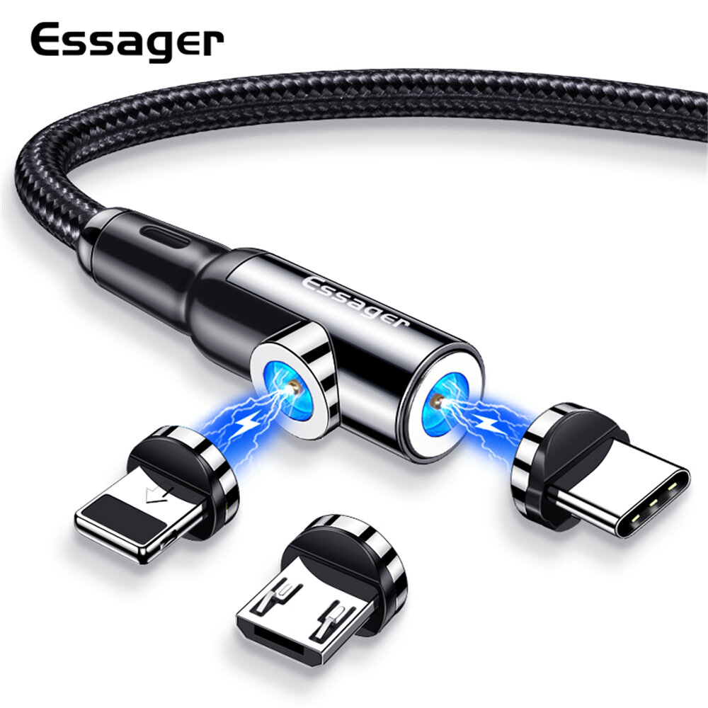 

ESSAGER 2-in-1 Magnetic Data Cable USB Type-c Micro USB Fast Charging For Huawei P30 P40 Pro MI10 PCCO X3 OnePlus 8Pro A