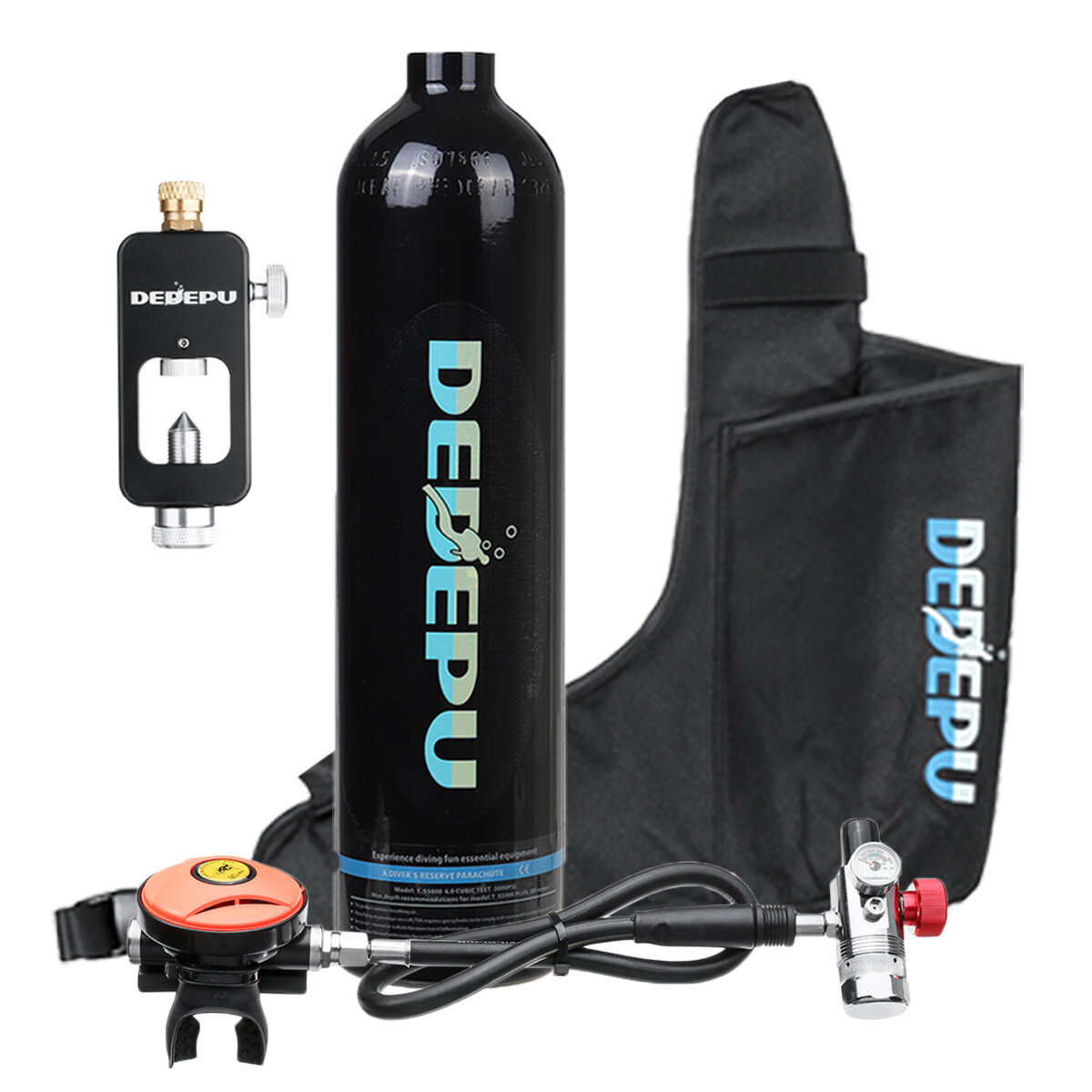 

1L Scuba Diving Oxygen Cylinder Air Tank Breathing Valve Diving Equipment+Bag