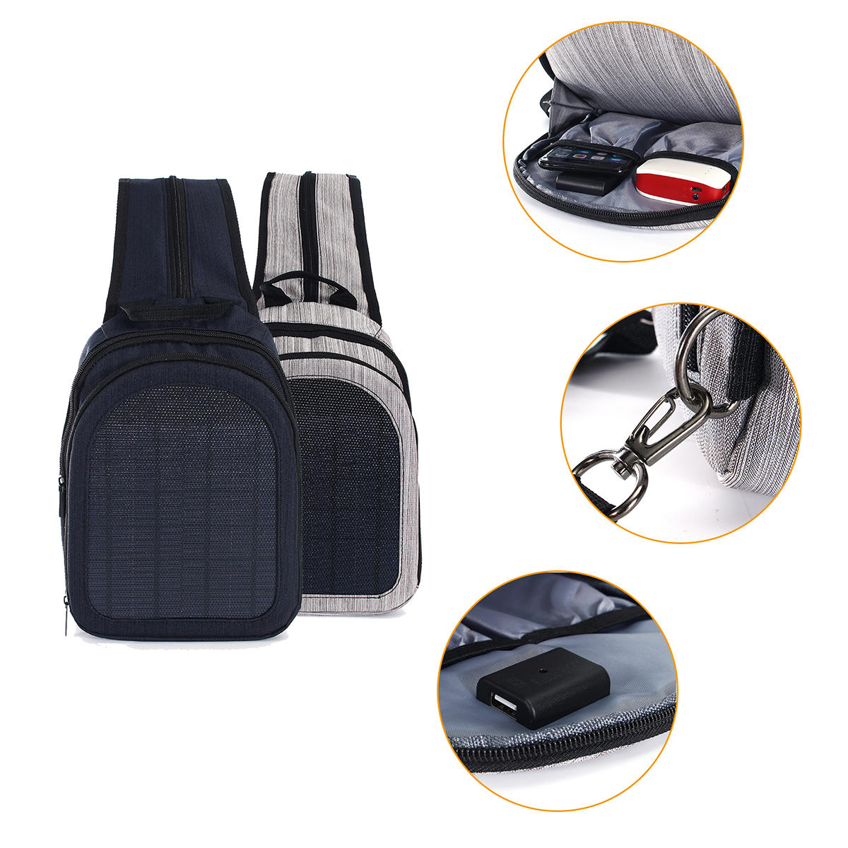1000mAh 5V 5W USB太陽光発電緊急充電バッグ屋外旅行ポータブルソーラーストレージバッグ