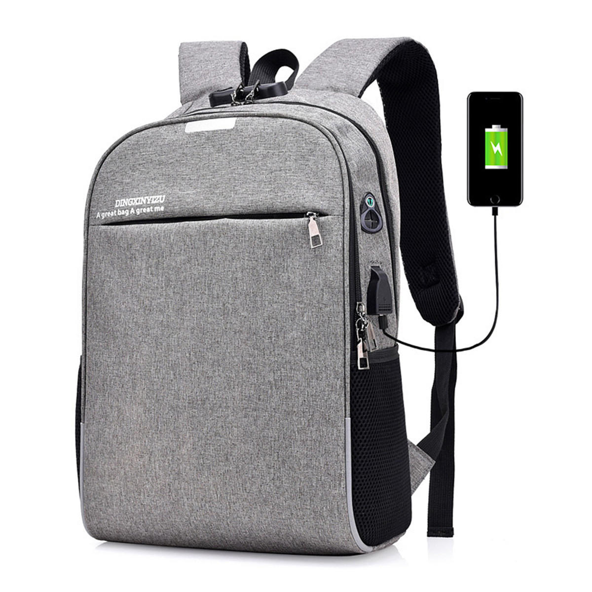 20L lopásgátló férfi laptop notebook hátizsák USB töltőport iskolai táska jelszóval