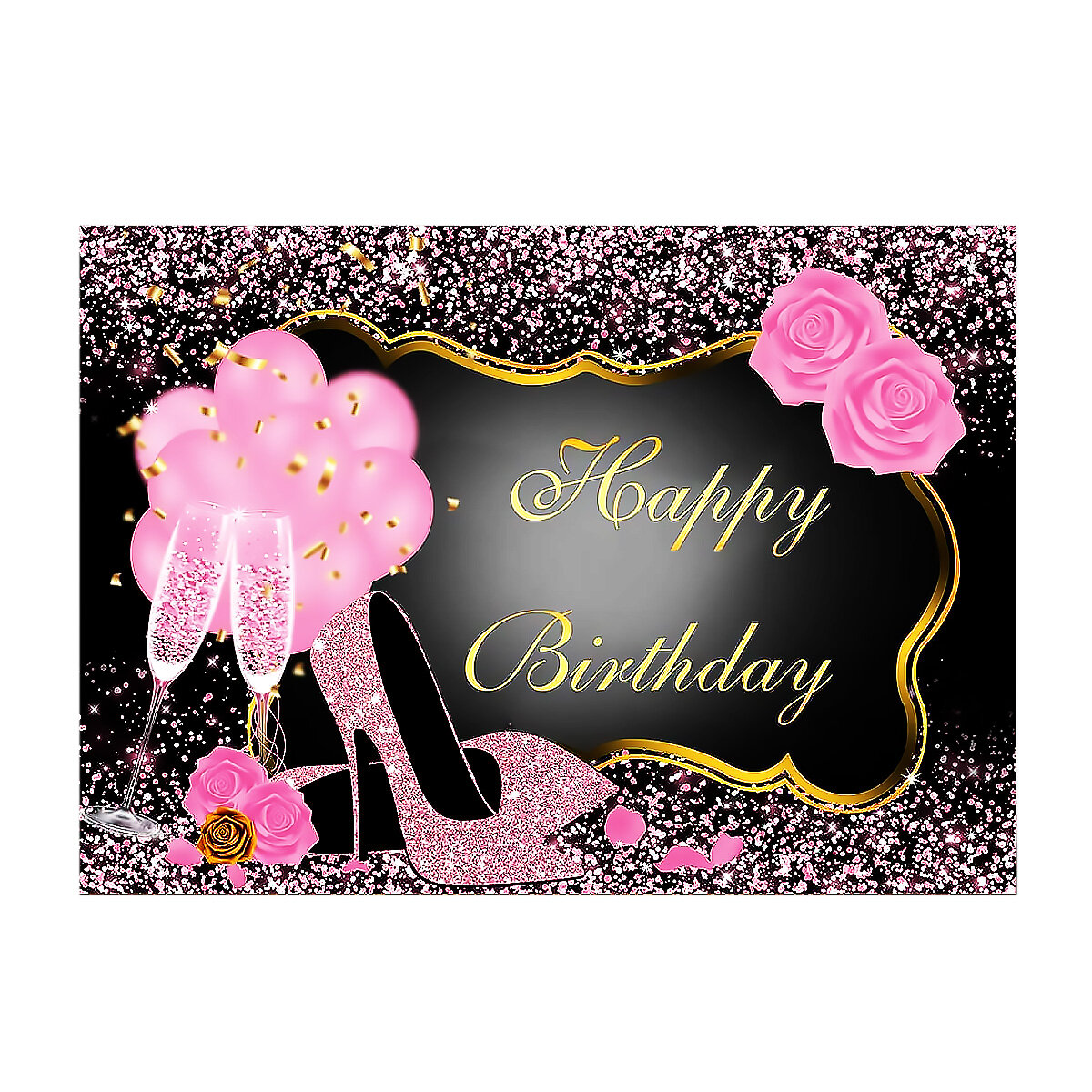 3 Size Sweet Pink Happy Birthday Backdrop Rose Shiny High Heels Photography Background
